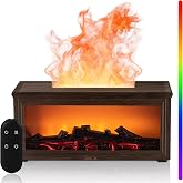 Fireplace Diffuser, Fireplace Flame Essential Oil Diffuser Humidifier | 280ml Ultrasonic Aroma Diffuser with 7 Colors and Timer, Bedroom, Office, Yoga, Remote, <30dB Cool Mist (Dark Wood Grain)