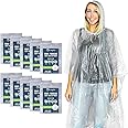 Lingito Clear Emergency Rain Ponchos Adults, Thicker, 100% Waterproof Emergency Camping Rain Poncho, Amusement Parks, Hikes