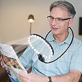 5X Hands-Free Magnifying Glass with 24 Ultra-Bright LEDs Light for Reading, Sewing, Crafts, Neck Wear Large Magnifying Glass 