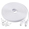 DEEGO Cat6 Ethernet Cable 50 ft with Clips, Flat Long Internet Network LAN Cord, Solid High Speed Computer Wire with Snagless RJ45 Connecters fit for PS4, PS5, Laptop, Router, Modem, Switch, White
