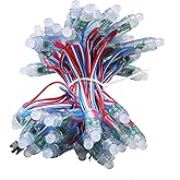 Rextin WS2811 Pixels Digital Addressable LED String Lights Waterproof RGB Full Color 12mm DC 5V (DC5V 50pcs)