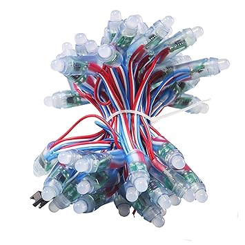 Rextin WS2811 Pixels Digital Addressable LED String Lights Waterproof RGB Full Color 12mm DC 5V (DC5V 50pcs)