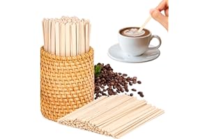 DLUGOPIS 100 Pcs Wood Rattan Coffee Stirrers Holder Set Coffee Stir Sticks Wood Cocktail Stirrers Disposable Beverage Stirrer Sticks 5 Inch Stirring Sticks For Coffee Bar Home Counter Hot or Cold Drinks Tea
