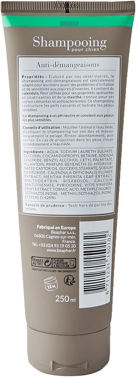 BEAPHAR Anti-Itch Dog Shampoo, Natural Calendula, Mint & Grape Polyphenol Extracts, Soothes Itching & Irritation - Image 3