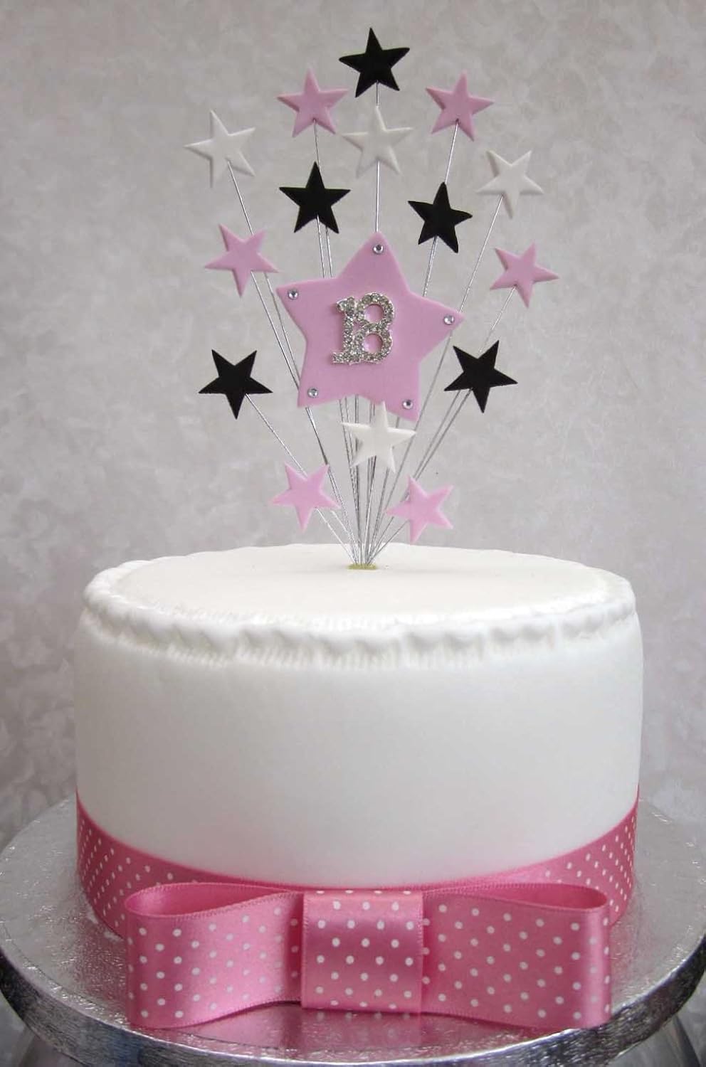 Decoration Pour Gateau D Anniversaire 18 Ans Pour Petit Gateau Ou Cupcake Motif Etoiles Rose Noir Et Blanc Amazon Fr Cuisine Maison