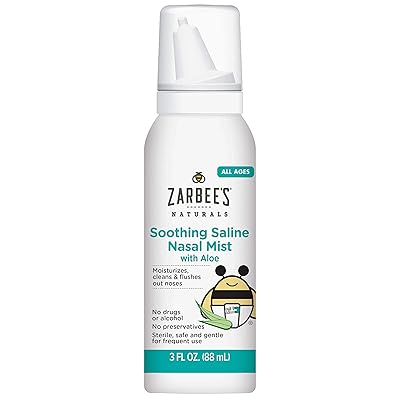 Zarbee's Naturals Soothing Saline Nasal Mist with Aloe, 3 Ounce Canister
