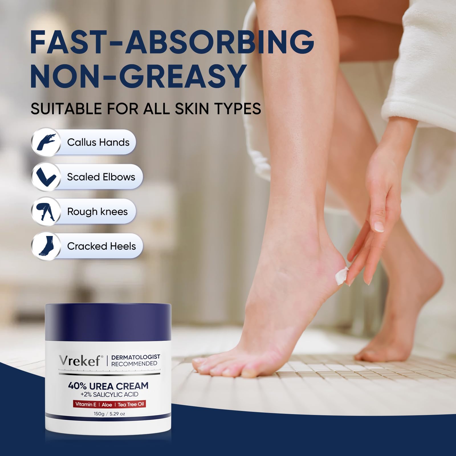 Urea Cream 40 Percent for Feet Maximum Strength, Urea Cream 40% Plus Salicylic Acid 2%, Foot & Hand Cream for Dry Cracked