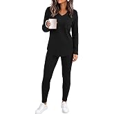 OFEEFAN Lounge Sets for Women 2 Piece Fall Pajamas Long Sleeve Outfits Cute | Two Piece,Fall Outfits,Ribbed Knit,Tighter Legging,Matching Sets,Fashion Clothing,Womens Sweaters,Winter Clothing