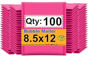 iMBAPrice 8.5x12 Inches Hot Pink Color Polybubble Bag, 100-Pack Medium Size #2 Self Seal Poly Bubble Mailers Padded Packing Envelopes (Total 100 Bags)