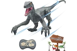 MAMABOO Remote Control Dinosaur Toys for Boys Kids Girls 3 4 5 6 7 8 Electronic RC Robot Toy Walking Roaring Velociraptor Realistic 18.1" Jurassic Dino Rechargeable Raptor Blue Birthday Gift