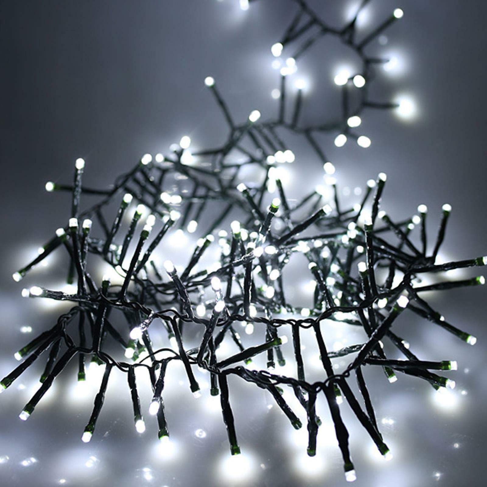 SHATCHI 720 Christmas Tree Cluster Lights Multifunction 8 Light Modes, Timer Green Cable Indoor/Outdoor Low Voltage Holiday Home Decorations, Cool White
