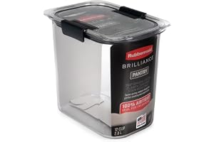 Rubbermaid Brilliance 12-Cup Airtight Food Storage Container, Perfect for Pantry Staples, Clear/Grey