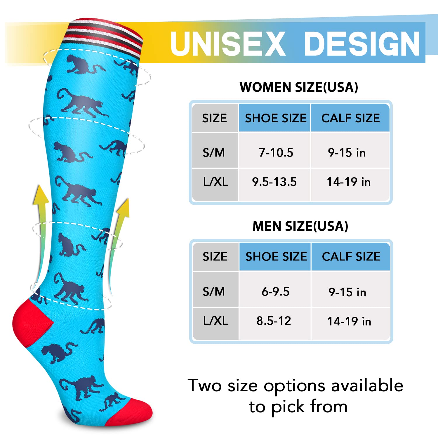 SunFeeling 6 Pairs Compression Socks for Women & Men Circulation - Best Support for Nurses,Running,Athletic,Sports