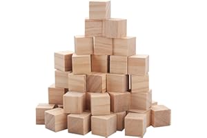 Wooden Blocks for Crafts 1 inch, 50 PCS Blank Wood Blocks for Crafting, Wood Cubes Square Wooden Block for Baby Shower, DIY P