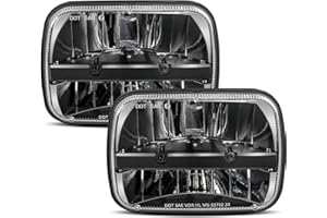 UNI-SHINE 5x7 led headlight 2pcs 7x6 led headlight Reflector Plug and Play H6054 H5054 Hi/Lo Sealed Beam DOT Approved Compatible with jeep Wrangler YJ Compatible with Cherokee XJ