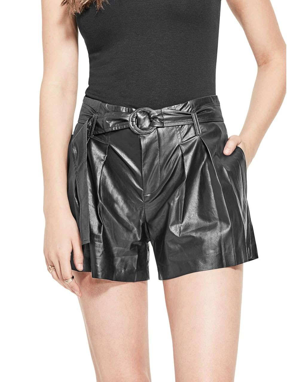 guess leather shorts