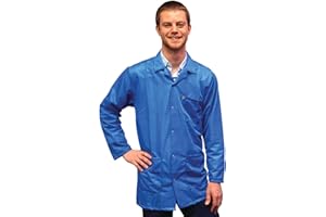 StaticTek ESD Jacket, Certified Level 3 Protective Lightweight Workwear & Anti Static Shielding Lab Coat, Snap Cuff ESD Smock