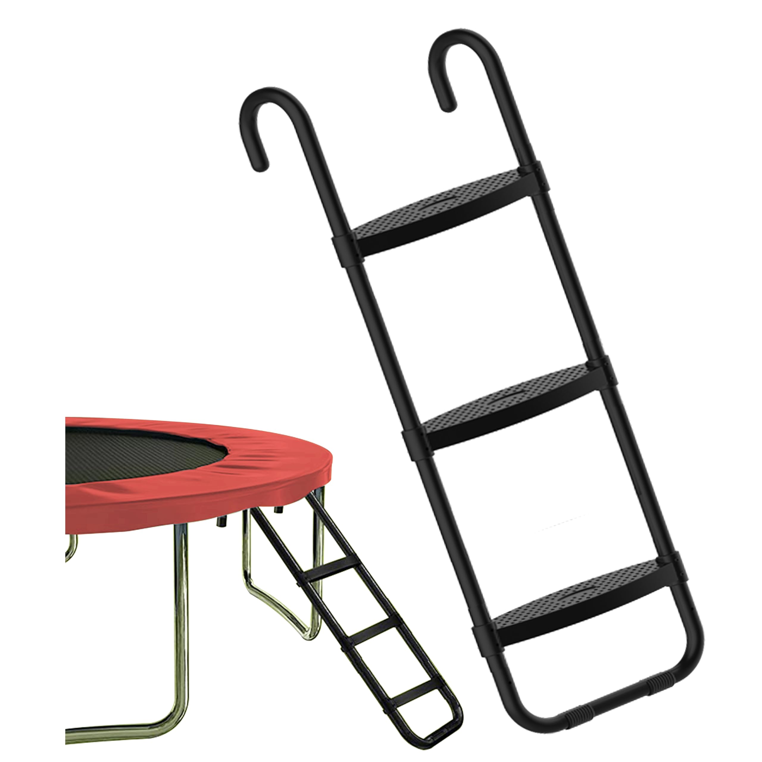 Eurmax USA Universal Easy-to-Assemble 3 Steps Trampoline Ladder with Horizontal and Wide Steps, UV Treated Steel, 220 lbs Capacity Trampoline Accessories for Children Kids