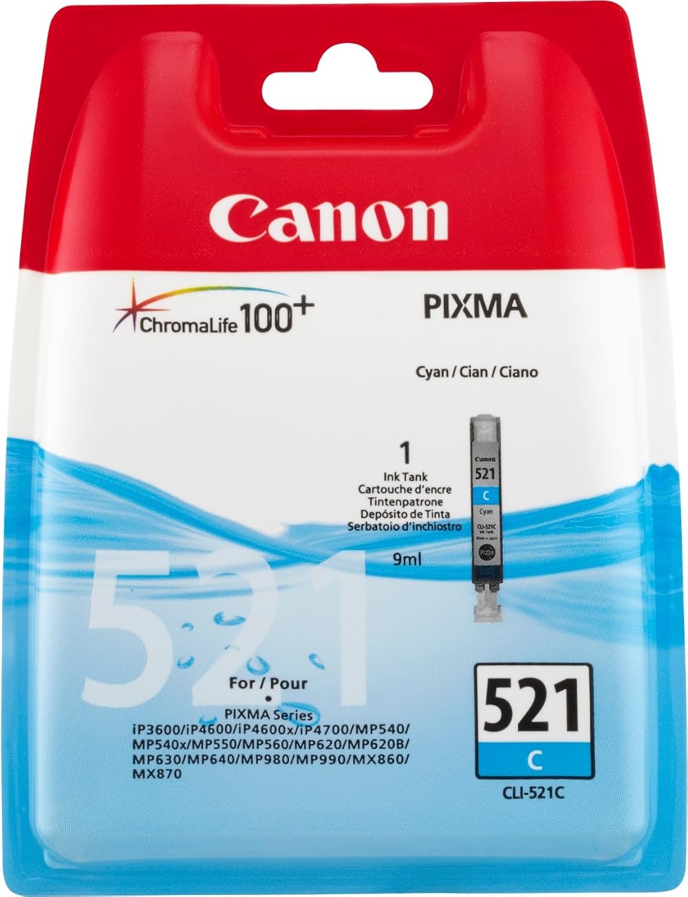 Canon CLI-521C ChromaLife 100+ Cyan Ink Tank Original
