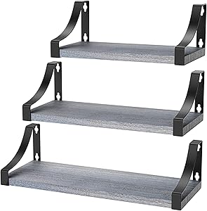 STORAGEGEAR Bathroom Floating Shelves Wall Mounted Set of 3 - Modern Stylish Design Perfect As Bookshelves, Kitchen Shelves, Bedroom Decor Shelves