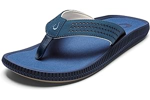 OLUKAI Ulele Men's Beach Sandals, Water Resistant Flip Flops, Arch Support & Comfort Fit, Lightweight & Durable, Enhanced Grip & Traction