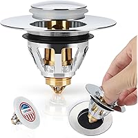 New Upgrated Edition Bathroom Sink Stopper - Stainless Steel Bullet Core Push Pop Up Sink Drain Filter No Overflow Sink…