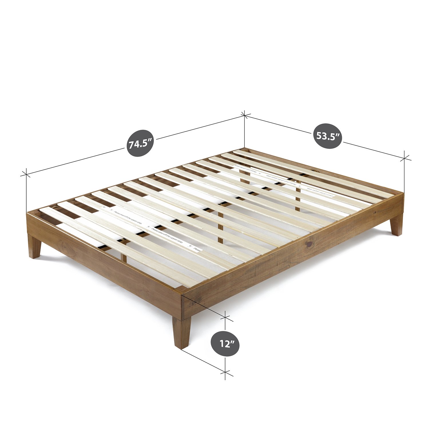 Full Zinus Alexis 12 Inch Deluxe Wood Platform Bed / No Box Spring Needed / Wood Slat Support / Rustic Pine Finish, Full