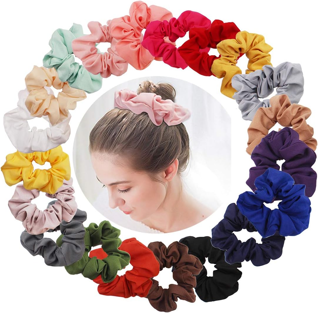 20PCS Women Girls Hair Scrunchies Soft Chiffon Hair Ties Elastic Hair Bands Teen Girls Chiffon Ponytail Holder Hair Accessories