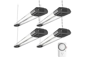 BBOUNDER 4 Pack 2ft LED Grow Light with Mechanical Outlet Timer, 80W (4x20W, 440W Equivalent), Sunlike Full Spectrum Linkable Plant Lighting Fixture for Hydroponic Indoor Plant