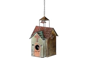 MOCOME Bird Houses for Outside, Metal Hanging Church Birdhouse