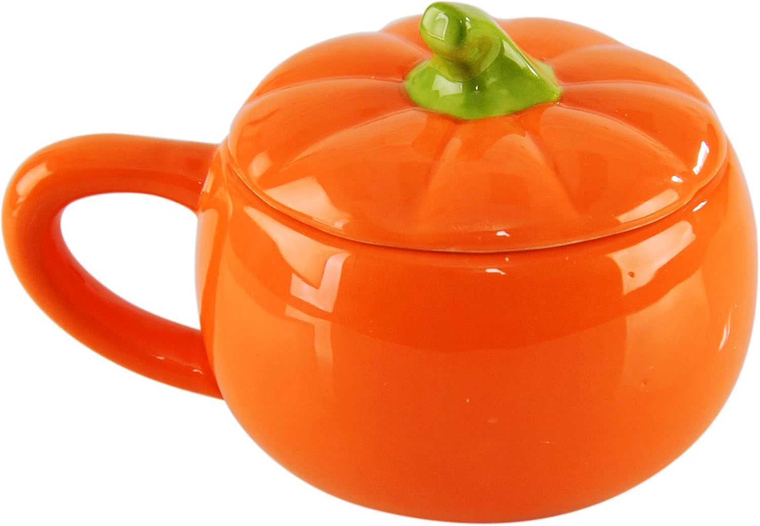 HOME-X Ceramic Pumpkin Bowl, Seasonal Serving Dish, Soup Bowl with Lid, Orange, 4” D x 3 ½” H