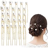 32Pcs Wedding Pearl Hair Pins - Gold Combs Bobby Clips U Shape Wedding Bridal Pearl Hairs Pins Accessories for Brides Bridesmaid Women Hair Pearls