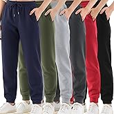 Chicingyou 6 Pcs Boys Fleece Sweatpants Youth Joggers & Open Bottom Athletic Pants Kids Warm Active Sweatpants Sizes 6-16