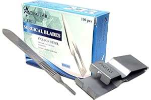 100 STERILE Carbon Steel Blades #10A with Free Scalpel Handle #3 (A2ZSCILAB BRAND)