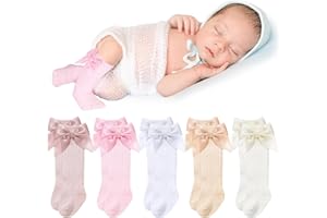 Shyyween 5 Pairs Long Preemie Socks Premature Newborn Baby Knee High Cotton Socks for Girls Boys Infant Toddler