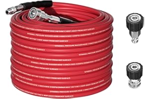 SITIMIMIL Pressure Washer Hose 50FT 1/4'' with Steel Wire Braided Pressure Washing Hose 4200 PSI Wear Resistant with Swivel 3/8" Stainless Steel Quick Connect for Power Washer and Hot/Cold Water