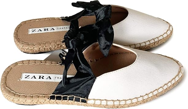 zara natural mules with bow