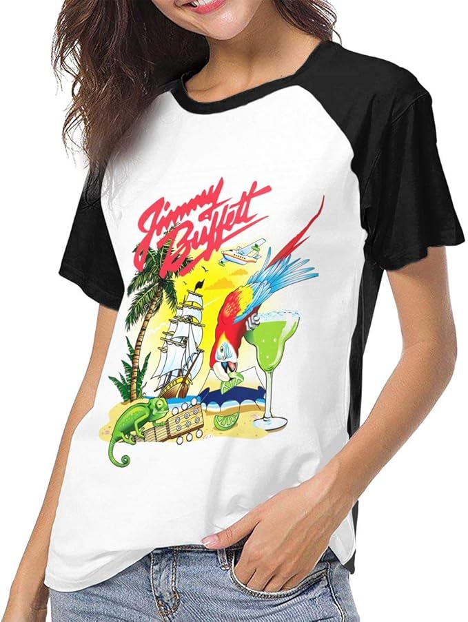 Jimmy Buffett Country Women's Short Sleeve Baseball TShirt tee Summer