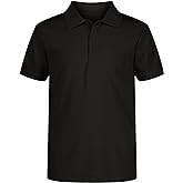 Nautica Boys' School Uniform Short Sleeve Polo Shirt, Button Closure, Moisture Wicking Performance Material