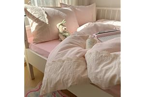 LIFETB Pink Gingham Duvet Cover Queen Size 3 Pieces Romantic Lace Duvet Cover Pink Plaid Checkered Comforter Cover with 2 Pillowcases Soft Breathable Microfiber Grid Farmhouse Plaid Bedding Set