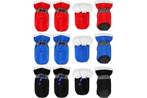 Weewooday 12 Pcs Dog Boots Adjustable Drawstring Puppy Boot Waterproof Anti Slip Dog Paw Protector Breathable with Soft Sole for Small Puppy(Size 2)