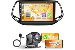 Upgraded Car Stereo Radio for Jeep Compass 2017 2018 2019 2020 - Carplay Wireless and Android Auto GPS Navigation - 4GB + 64G