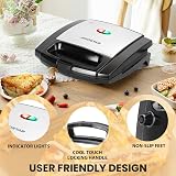 Aigostar 800W Sandwich Toaster 2 Slice Non-Stick Cool Touch Handle Black view 6