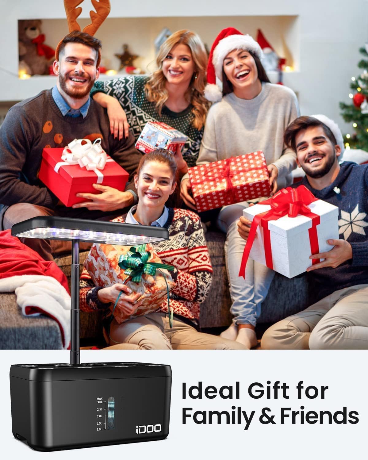 iDOO Hydroponics Growing System Kit 8Pods, Birthday Gifts for Mom Women, Herb Garden Indoor with LED Grow Light for Home School, Built-in Pump, Auto-Timer, Adjustable Height Up to 15