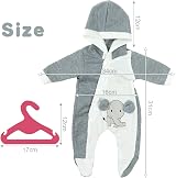 Aolso Baby Doll Clothes 14-18 Inch Hooded Jumpsuit with Coat Hanger Elephant view 2