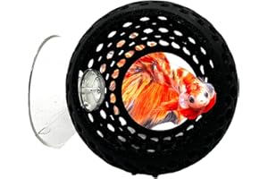 CTWPets Betta Bulb Hide | Betta Rest Fish Tank Ornament | Aquarium Cave with Suction Cup for Small Fish Tank, Betta Habitat, Shrimp Hideout, Aquatic Decor (Black)
