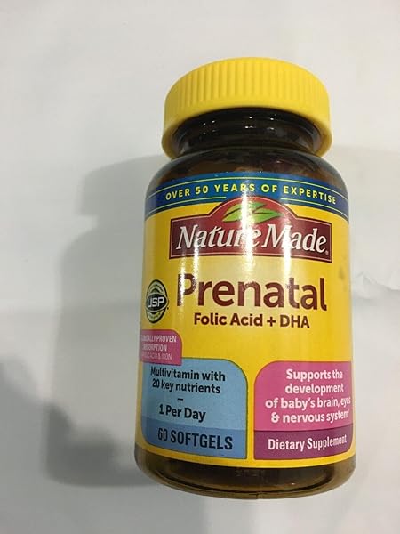 NATURE MADE PRENATAL VITAMINS FOR WOMEN WITH FOLIC ACID + DHA, PRENATAL VITAMIN AND MINERAL SUPPLEMENT FOR DAILY NUTRITIONAL SUPPORT, 60 SOFTGELS, 60 DAY SUPPLY