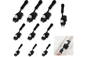 CLLFUU Zipper Repair Kit,9 Sets Mixed Sizes Zipper Repair Kit Universal Zipper Fixer for Clothing Bags, Travel Bags, Wallets, Tents, Golf Bags and Other Broken Zipper Pull Replacemen