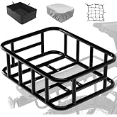 Bike Basket Rear Rack Bike Basket with Cargo Net and Liner Large Bicycle Basket Heavy Duty Bicycle Rear Basket with Liner Waterproof Cover Cargo Net