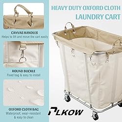 PLKOW Laundry Cart with Wheels 320L Large Rolling